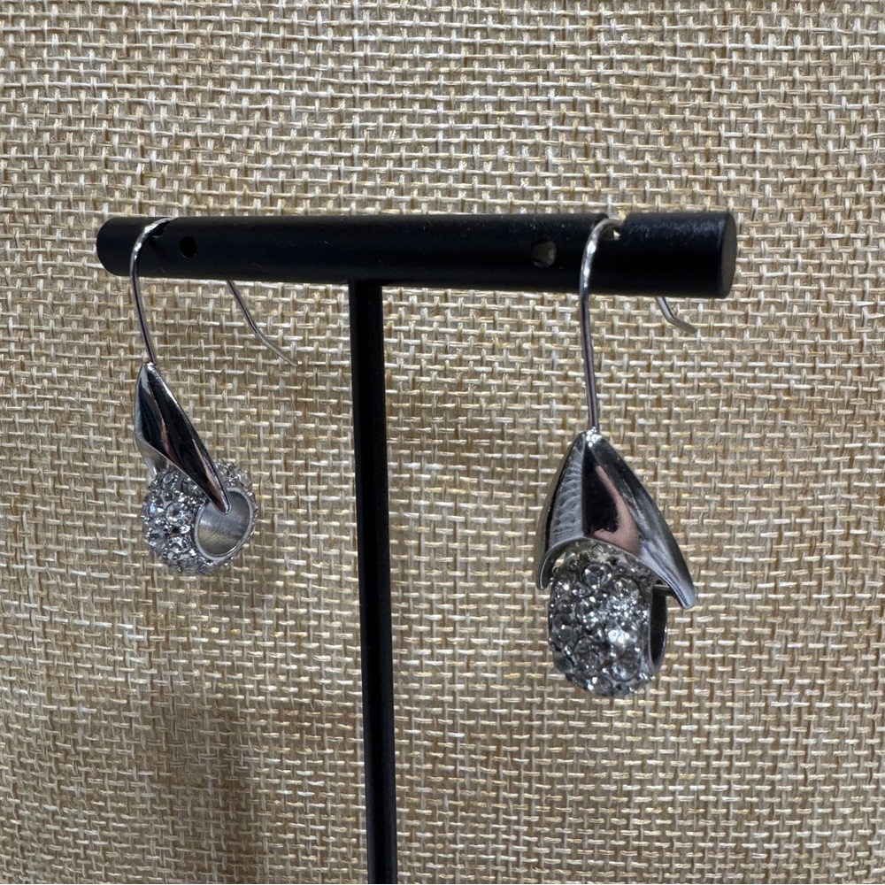 Nicole Silver Drop Earrings with Crystals - Picture 3 of 4